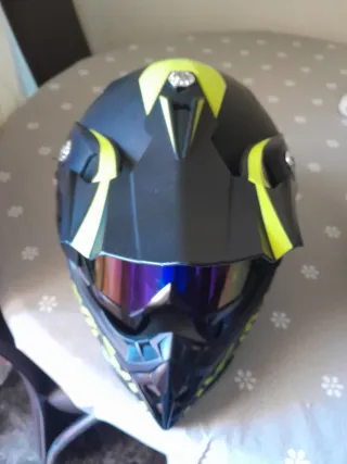 Casco Moto Enduro/Motocross Negro y Amarillo