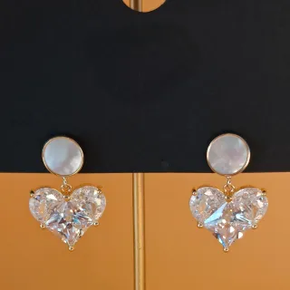 Pendientes Corazón Cristal y Perla