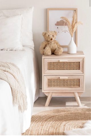 Pack 2 Mesitas Noche Ratán y Madera