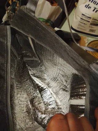 Bolsa de tela con estampado de máquina de coser