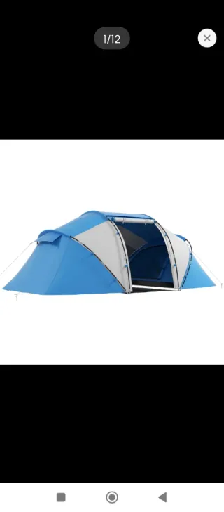 Tienda de campaña azul para camping