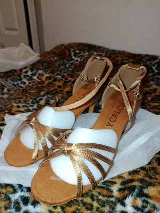 Zapatos de Baile Latino Mujer Dorados