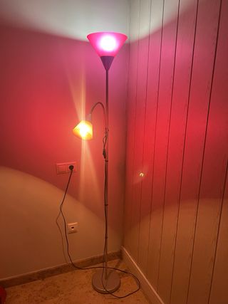 Lámpara de pie moderna tulipas rojas base plateada