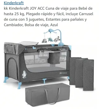 Cuna de viaje Kinderkraft JOY ACC Azul