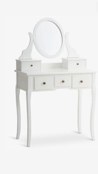 Tocador de maquillaje blanco con espejo