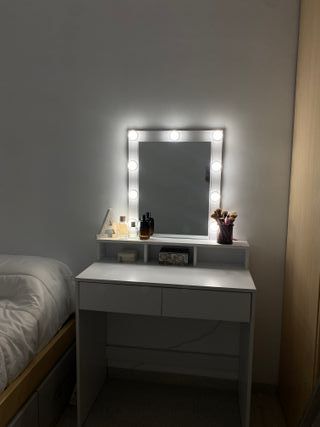 Tocador Vanity Blanco con Espejo y Luces