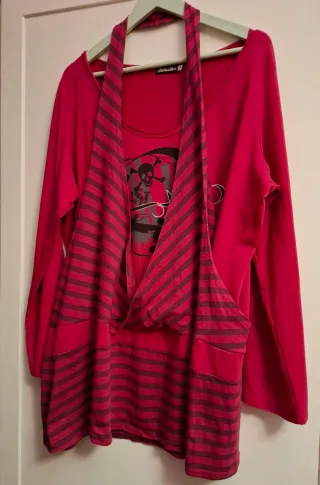 Camiseta Biluzik Roja y Negra talla grande