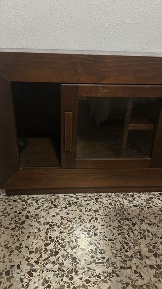 Mueble TV madera y cristal