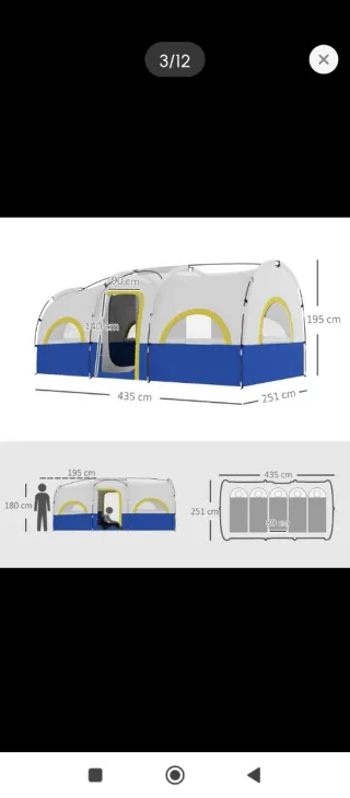 Tienda de campaña azul y blanca