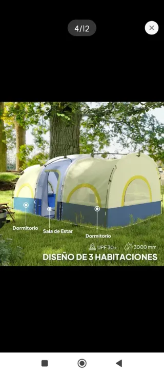 Tienda de campaña azul y blanca