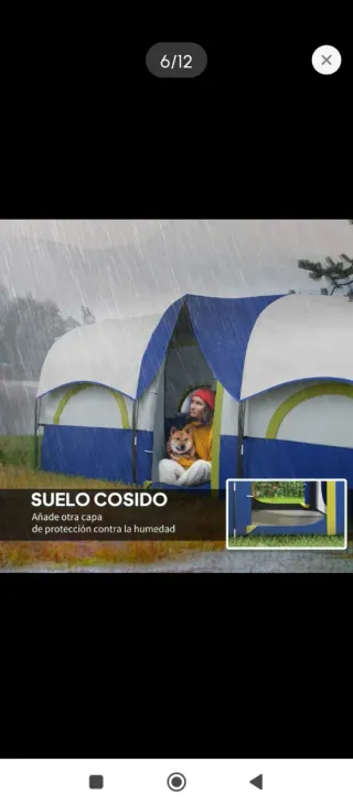 Tienda de campaña azul y blanca