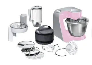Robot de cocina Bosch rosa y gris