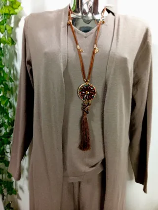 Conjunto 3 piezas beige y marrón