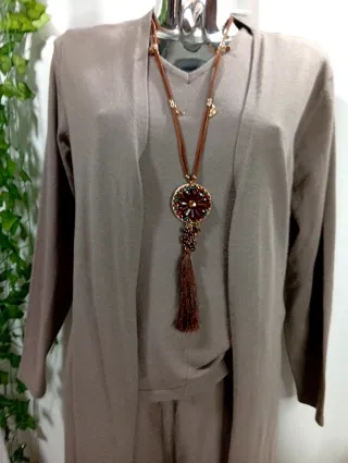 Conjunto 3 piezas beige y marrón