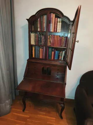 Mueble Secreter Librería Madera robusta. Vintage