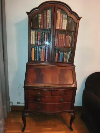 Mueble Secreter Librería Madera robusta. Vintage