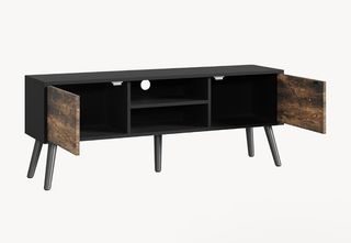 Mueble TV negro y marrón madera