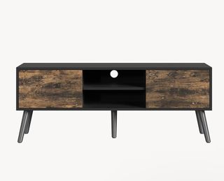 Mueble TV negro y marrón madera