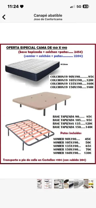 Somier Pikolin 135x180 y otras ofertas en camas