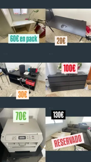Pack Muebles: Escritorio, Mesa, Cómoda....