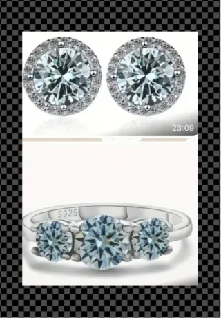 Conjunto Pendientes y Anillo Plata Moissanitas