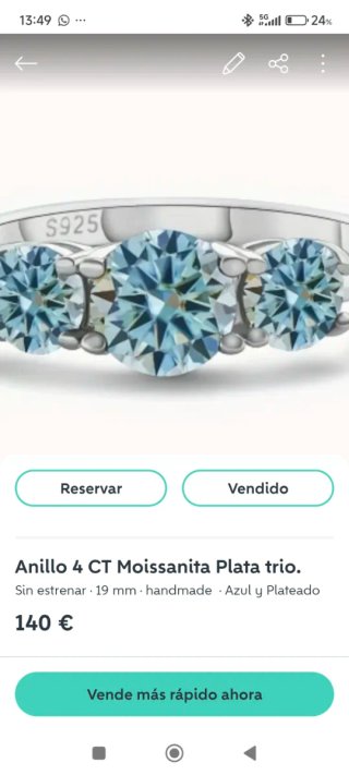 Conjunto PLATA: PENDIENTES y ANILLO MOISSANITAS