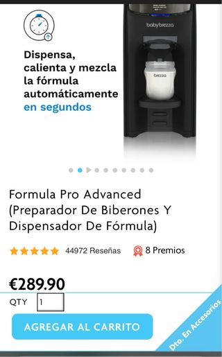 Preparador y dispensador fórmula Baby Brezza