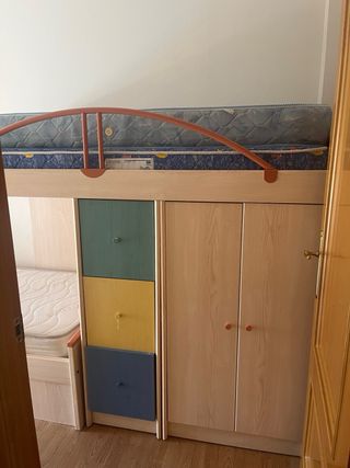 Cama tren 90 cm con armario y cajones