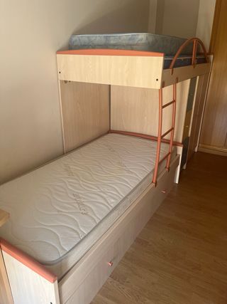 Cama tren 90 cm con armario y cajones