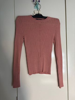 Jersey rosa ajustado de canalé