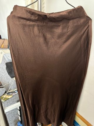 Falda Massimo Dutti Raso Marrón