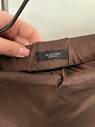 Falda Massimo Dutti Raso Marrón