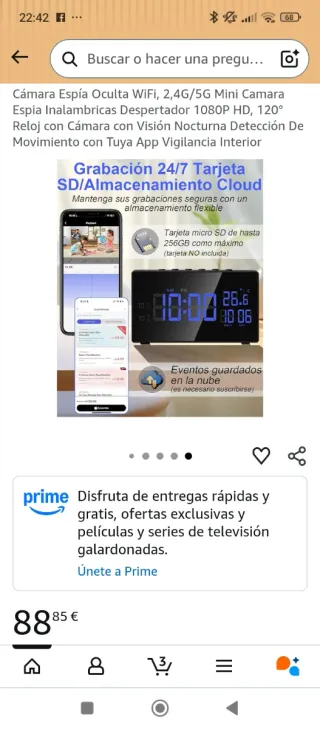 Cámara Espía Reloj Despertador WiFi HD