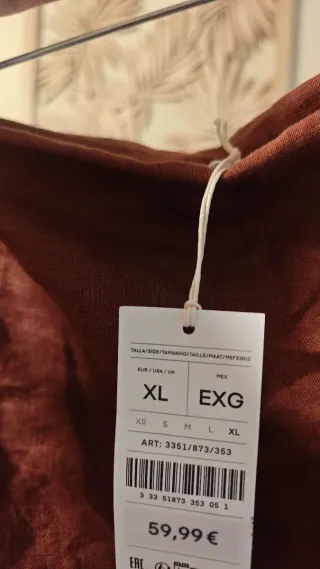 Pantalón Oysho Lino Marrón Talla XL