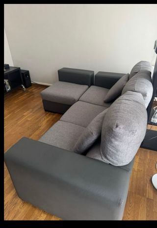 Sofá chaise longue 3 plazas gris.