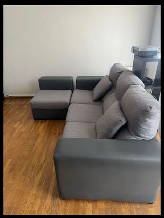 Sofá chaise longue 3 plazas gris.