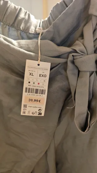 Pantalón Oysho Lino Verde Talla XL