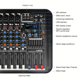 Equipo PA Completo 10 Canales 900W RMS + Luces