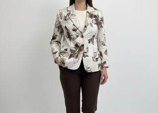 Giacca donna floreale beige e marrone