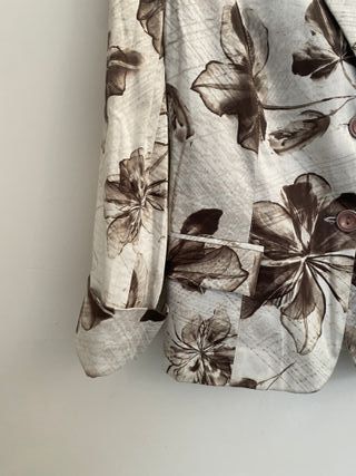 Giacca donna floreale beige e marrone