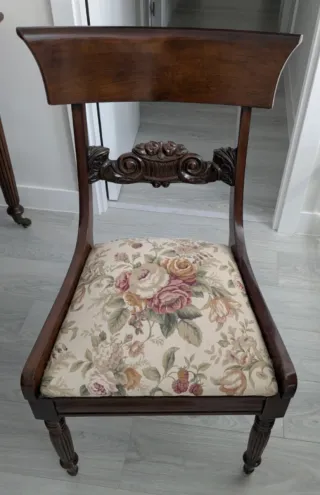 Lote 10 Sillas Madera Tapizadas Estilo Clásico