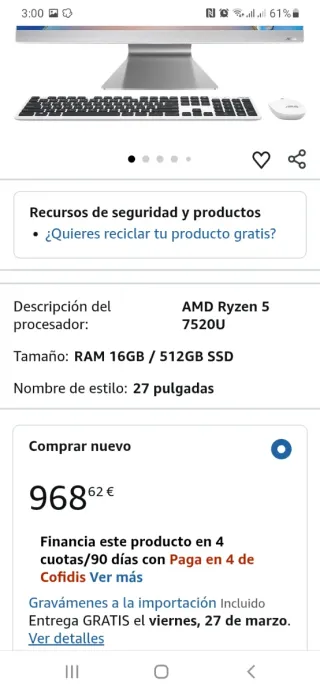 Asus AIO Ryzen 5 Plata/Blanco