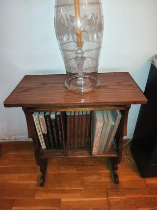 Mesa de salón madera y cristal