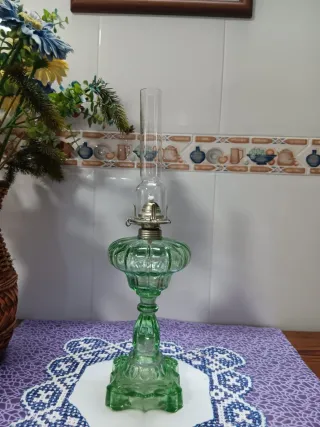 Lámpara de aceite de cristal verde