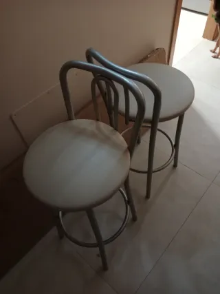 Juego de 2 Sillas de Cocina Beige/Plata