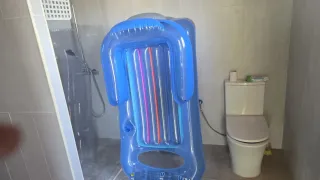 Tumbonas piscina y sillones azul/gris