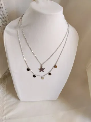 Conjunto collar y pulsera plateado