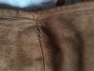 Gonna in vera pelle scamosciata asimmetrica