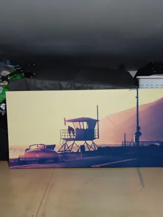 Cuadro Playa Atardecer Vintage