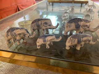 Lote 5 elefantes decorativos porcelana